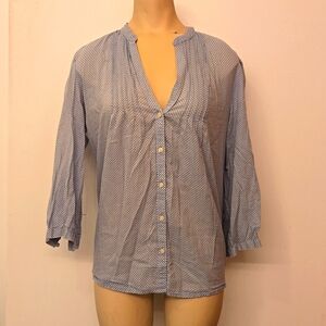Banana Republic Blue and White Polka-Dot Blouse. Women's Size Medium